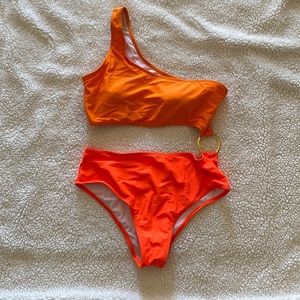 Orange Colorblock One Piece Swimsuit